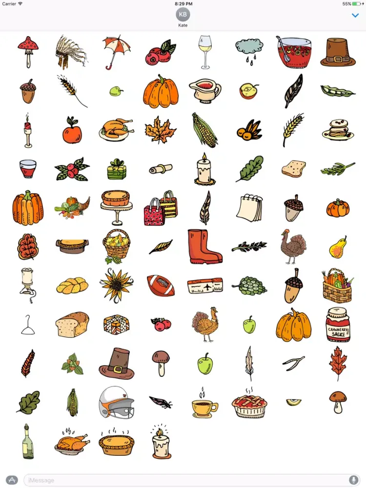 Zrzuty ekranu Big set Thanksgiving Day Sticker for iMessage #6 iPad 
