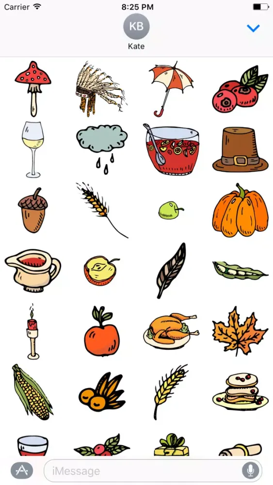 Zrzuty ekranu Big set Thanksgiving Day Sticker for iMessage #6