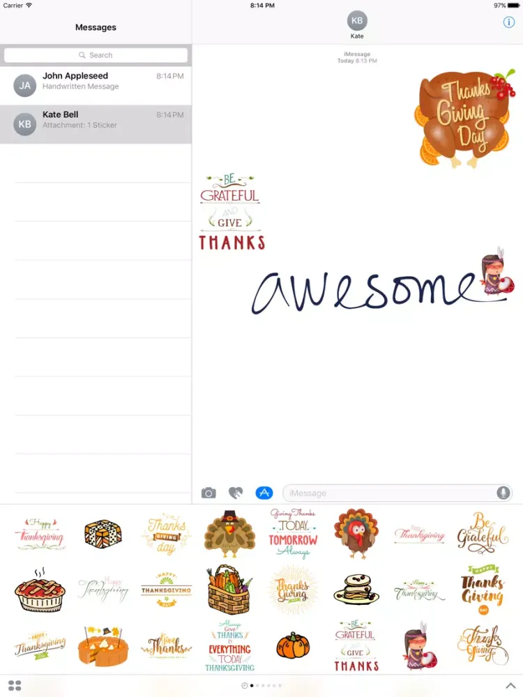 Thanksgiving Day Sticker for iMessage #1 iPad  Screenshots