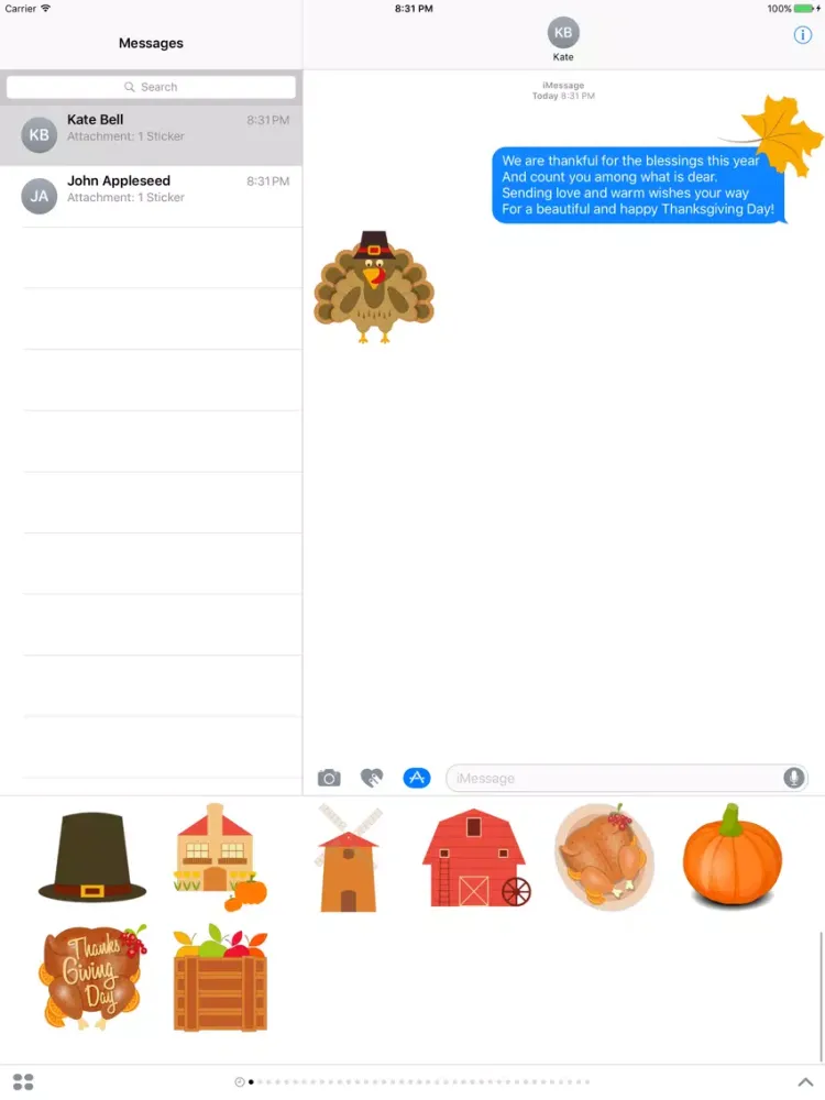 Capturas de pantalla de Thanksgiving Day Sticker for iMessage #2 iPad 