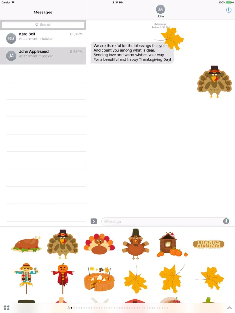 Capturas de pantalla de Thanksgiving Day Sticker for iMessage #2 iPad 