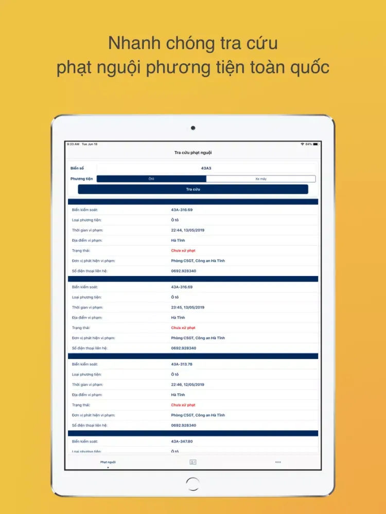 Screenshot di Tra cứu Phạt nguội - GPLX iPad 