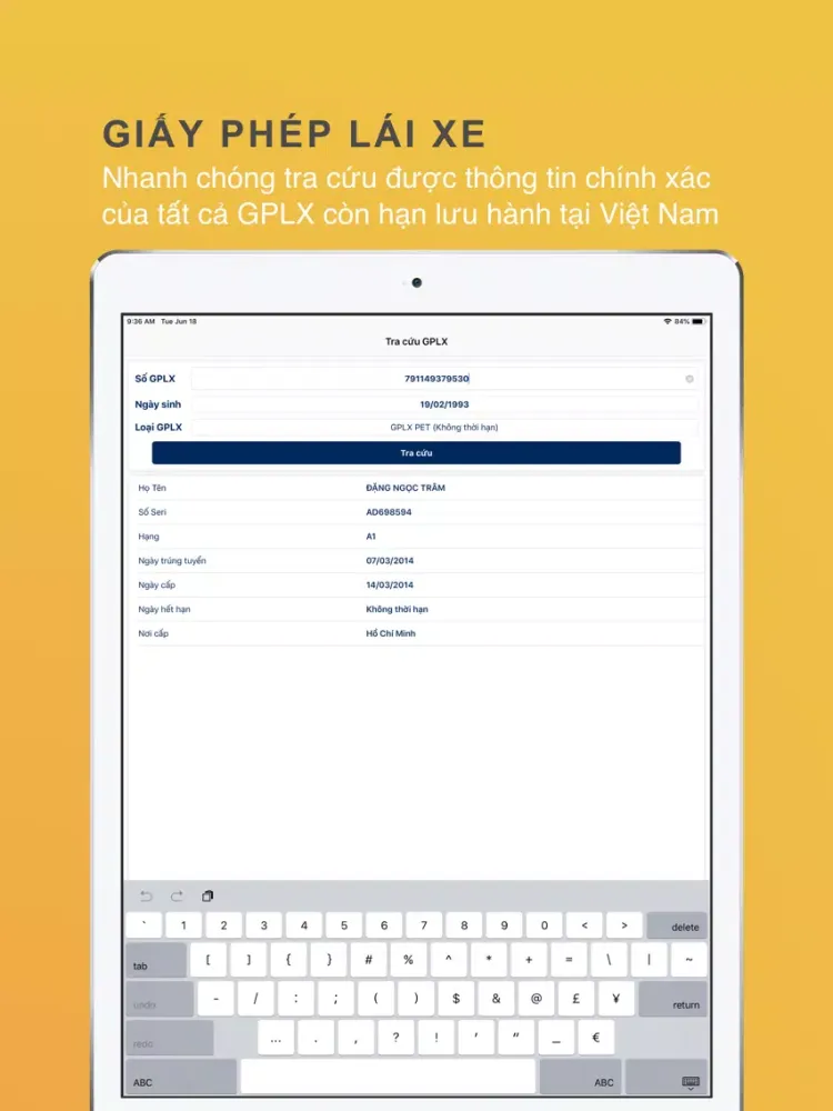 Screenshot di Tra cứu Phạt nguội - GPLX iPad 
