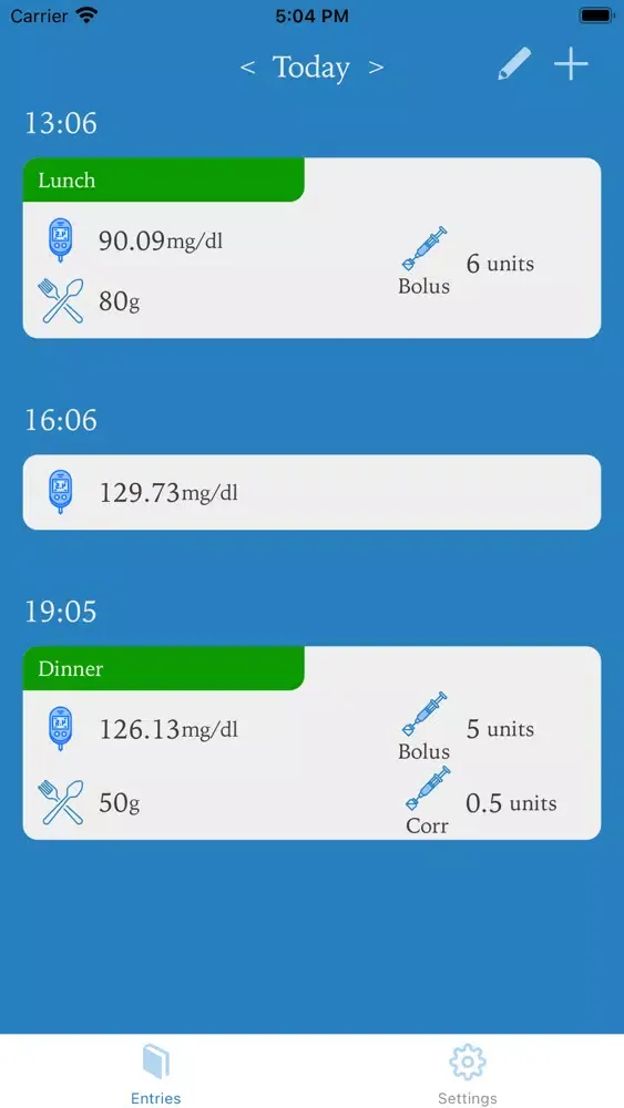 Diabetes Simple Log Screenshots