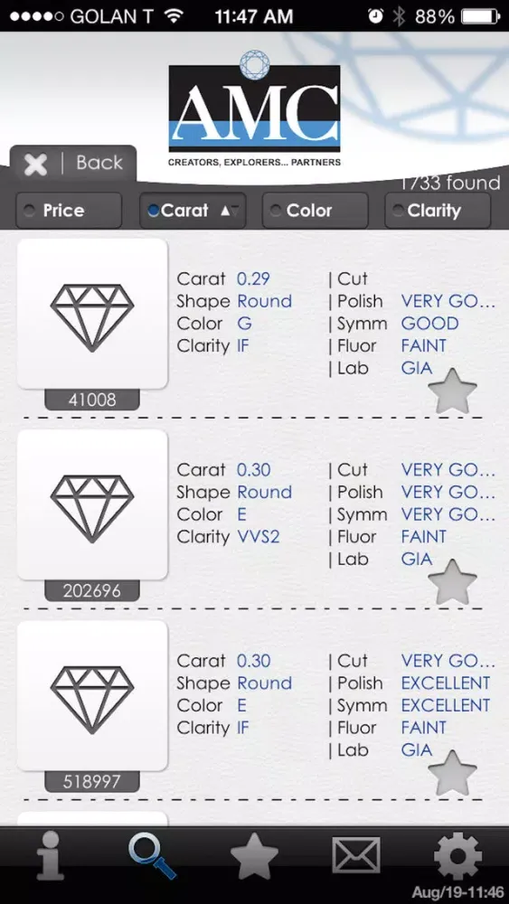 Ảnh chụp màn hình của AMC Diamonds