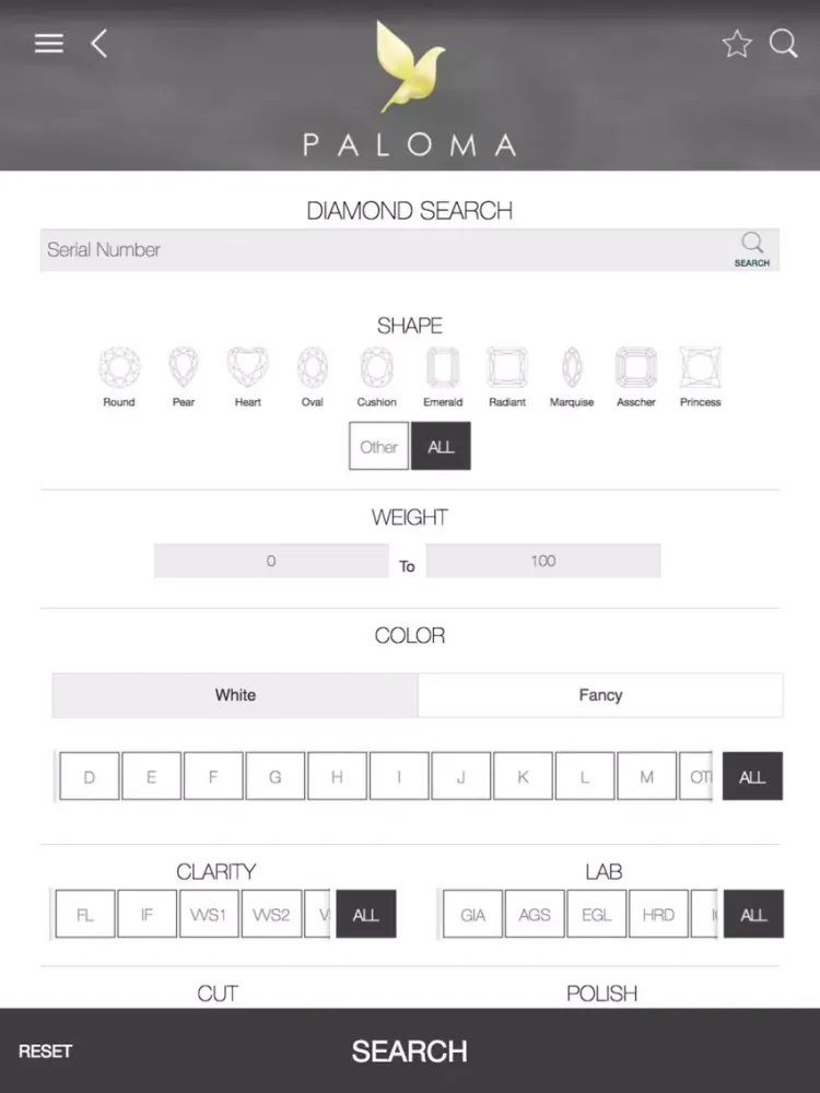 Paloma Diamonds Sales iPad  Screenshots
