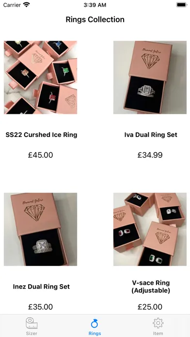 Capturas de tela do Ring Sizer by Diamond Galore
