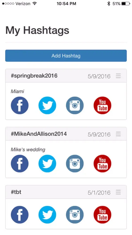Capturas de tela do Hashtag Saver