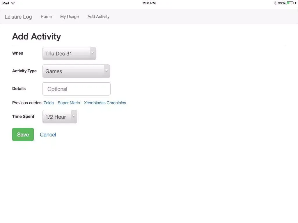 Leisure Log - Activity Tracker iPad  Ekran Görüntüleri