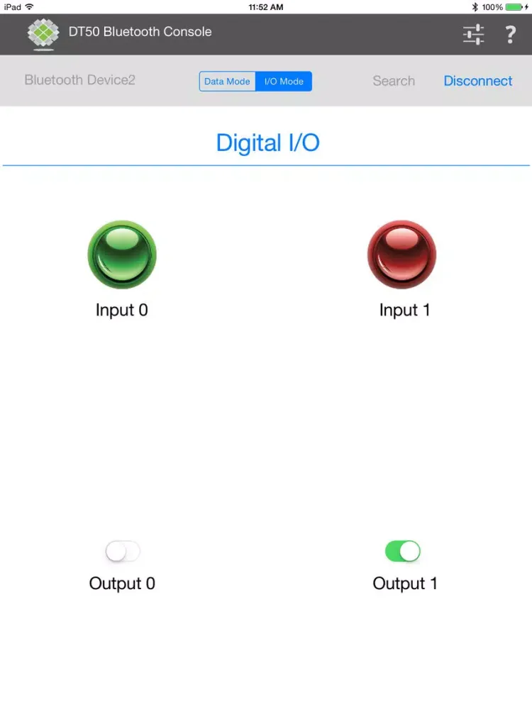Tangkapan skrin DT50 Bluetooth Console iPad 