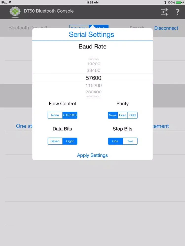 Tangkapan skrin DT50 Bluetooth Console iPad 