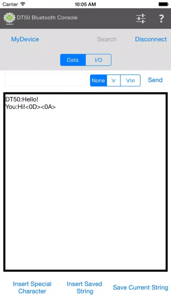 Tangkapan skrin DT50 Bluetooth Console