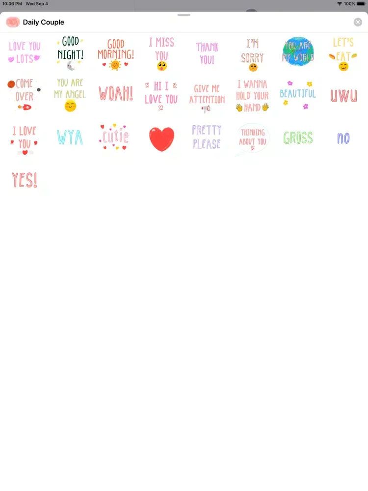 Daily Couple Stickers iPad  Screenshots