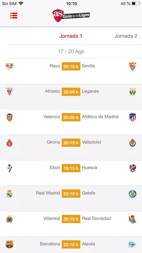 AS Guía de las Ligas سکرین شاٹس