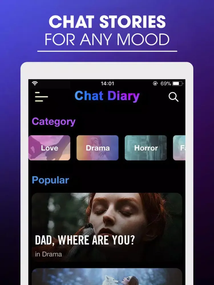 Chat Diary - Scary Stories iPad  Screenshots