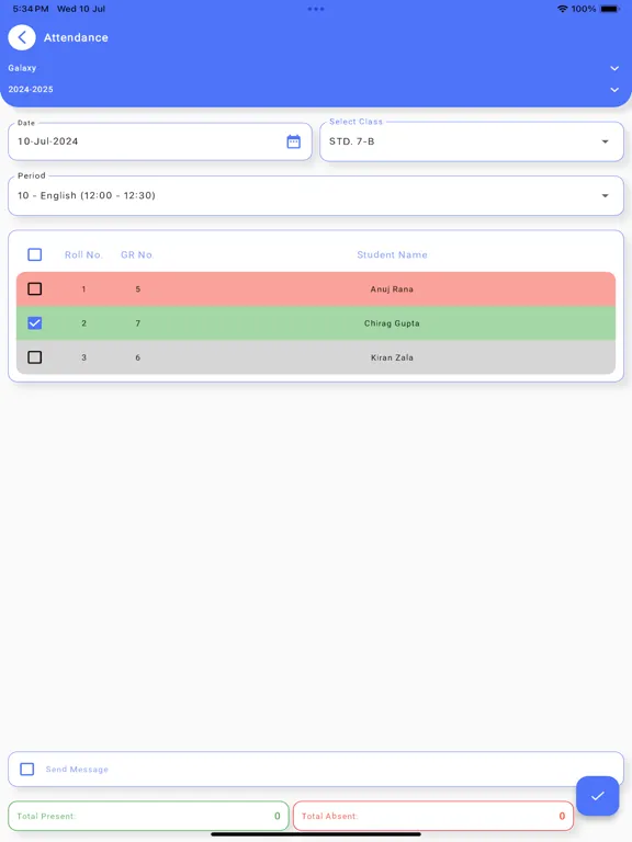 Tangkapan layar StudentMatrix Teachers App iPad 