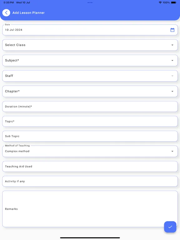 Tangkapan layar StudentMatrix Teachers App iPad 