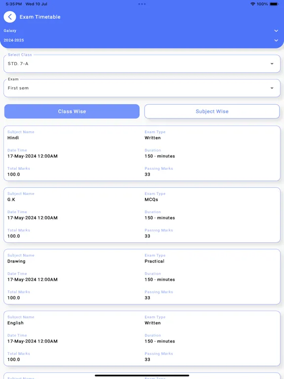 Tangkapan layar StudentMatrix Teachers App iPad 