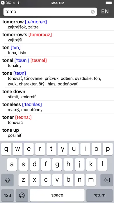 Zrzuty ekranu Slovak-English offline dict.