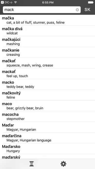 Zrzuty ekranu Slovak-English offline dict.