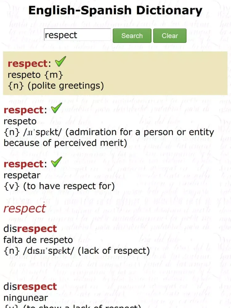 English - Spanish Dictionary (Free) iPad  Screenshots