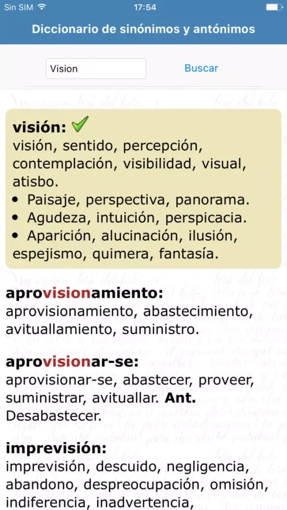 Скриншоты Sinónimos y Antónimos