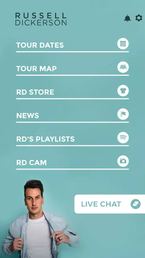 Ảnh chụp màn hình của Russell Dickerson's: RD app