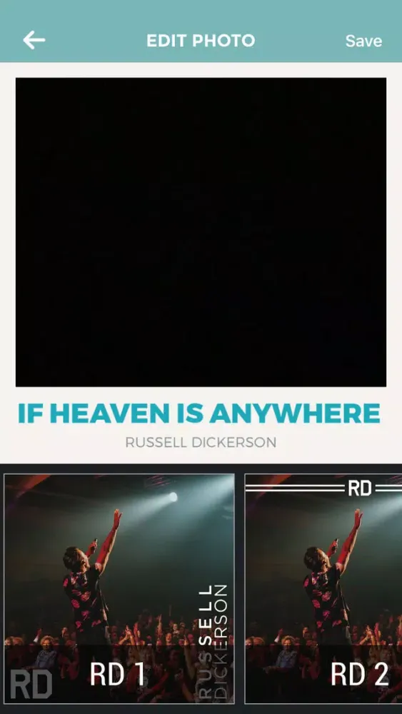 Ảnh chụp màn hình của Russell Dickerson's: RD app