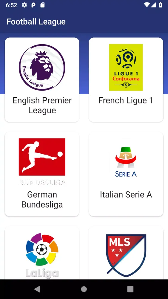 Football League App سکرین شاٹس