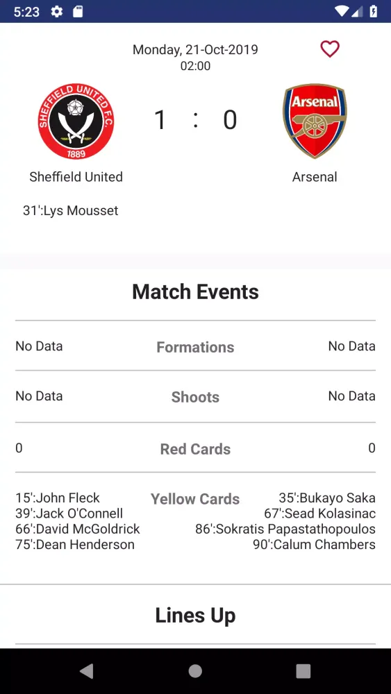 Football League App سکرین شاٹس