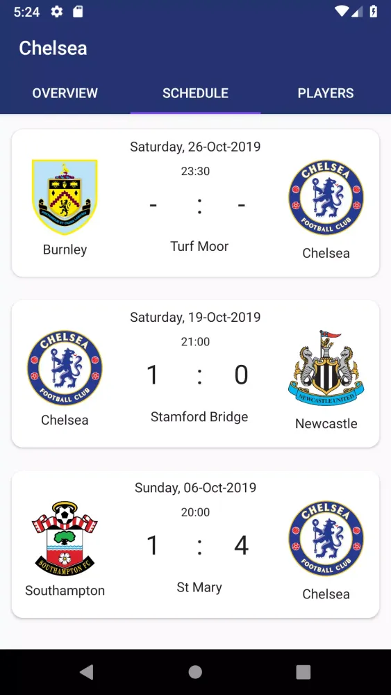 Football League App سکرین شاٹس