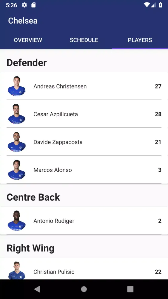 Football League App سکرین شاٹس