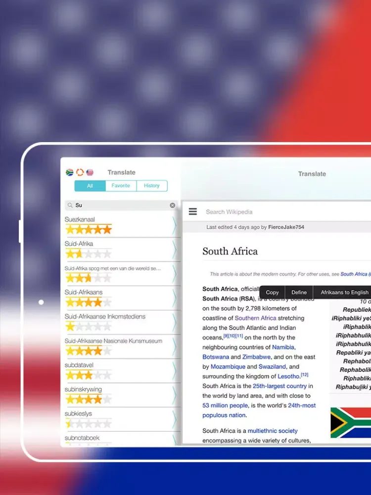 Ảnh chụp màn hình của Offline Afrikaans to English Language Dictionary iPad 