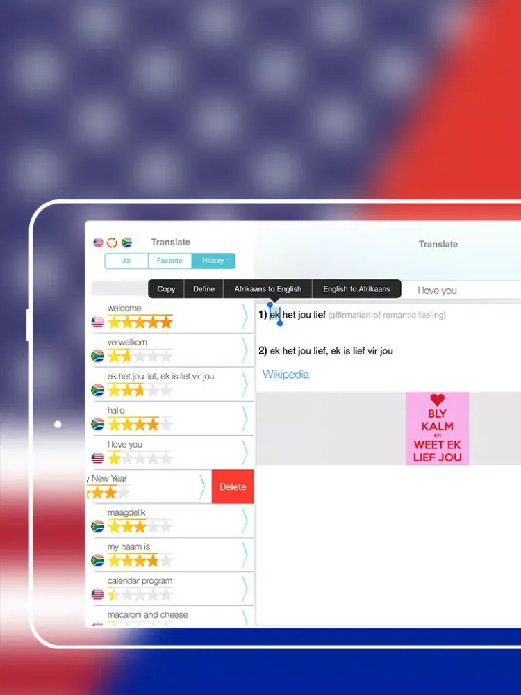Ảnh chụp màn hình của Offline Afrikaans to English Language Dictionary iPad 