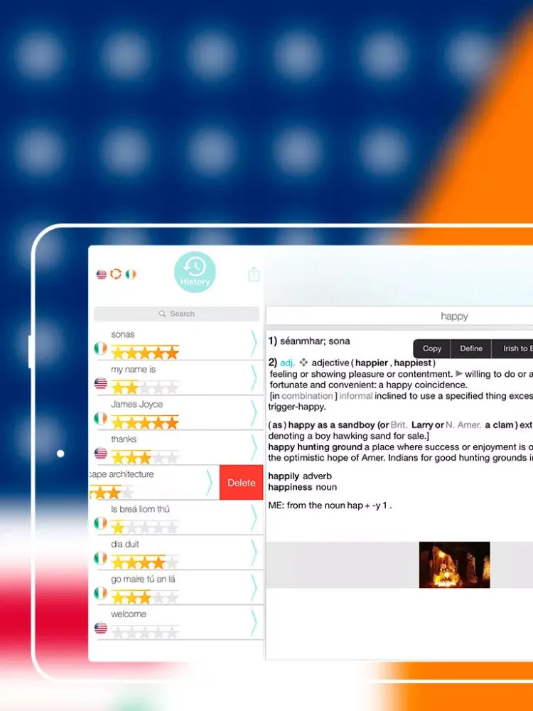 Capturas de tela do Offline Irish to English Language Dictionary iPad 