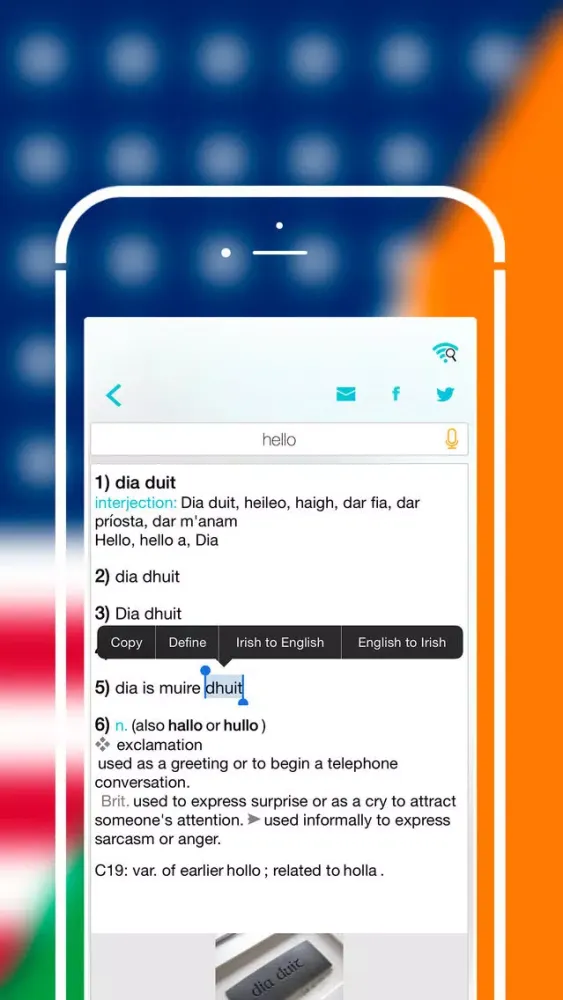 Capturas de tela do Offline Irish to English Language Dictionary