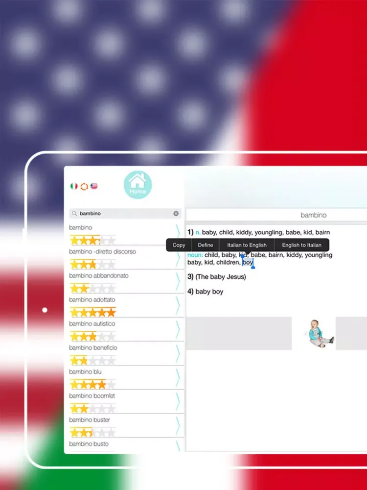 تصاویر Offline Italian to English Language Dictionary iPad 