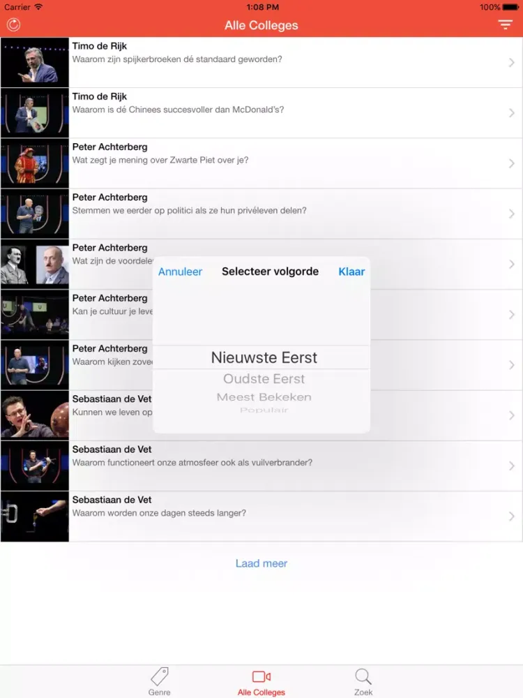Zrzuty ekranu Universiteit van Nederland iPad 