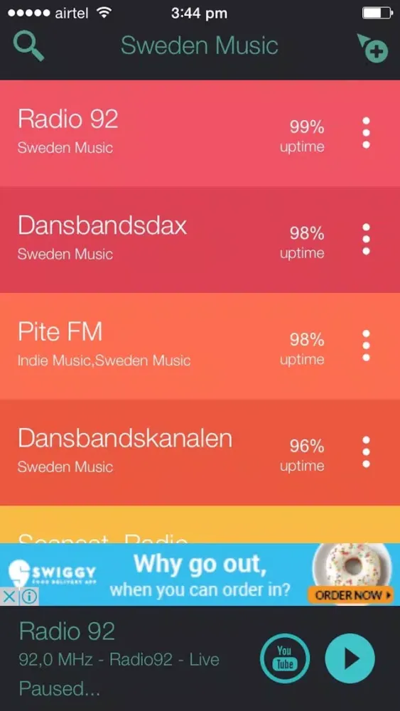 Ảnh chụp màn hình của Sweden Music