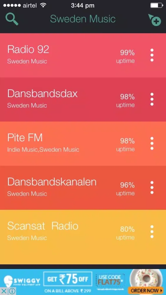 Ảnh chụp màn hình của Sweden Music