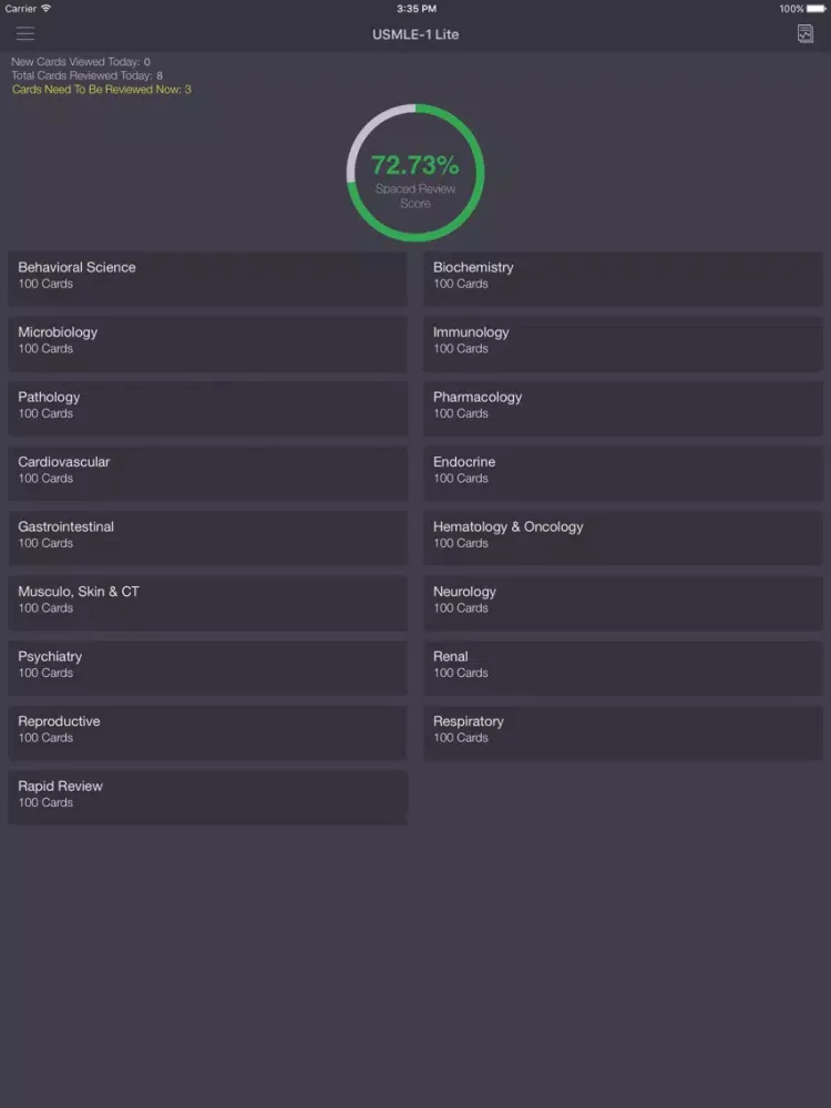 Скриншоты USMLE Step 1 Lite Flashcards App Free with Progress Tracking & Spaced Repetition Score. iPad 