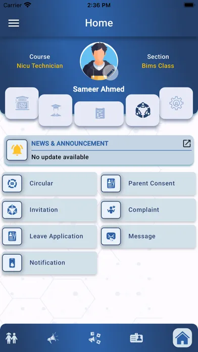 Tangkapan skrin BIMS Student App