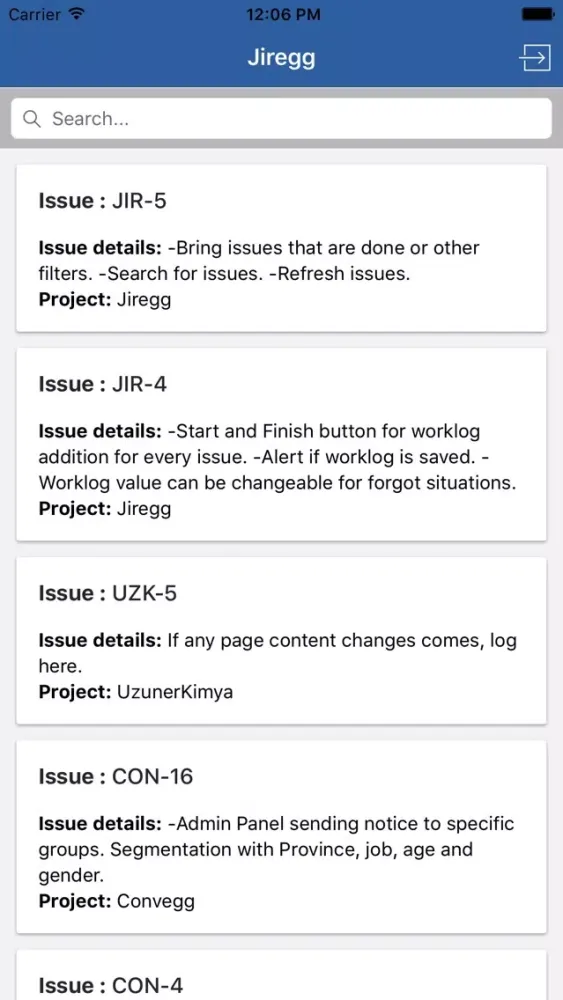 Ảnh chụp màn hình của Jiregg for JIRA