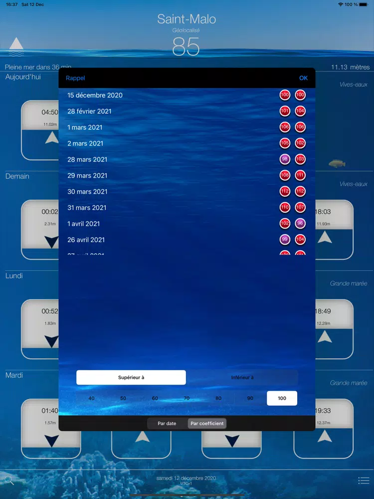 Ảnh chụp màn hình của iMarées 2022 iPad 