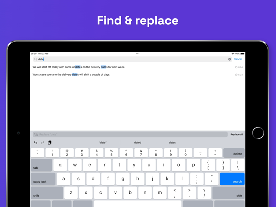 Tangkapan skrin Easy Transcription iPad 