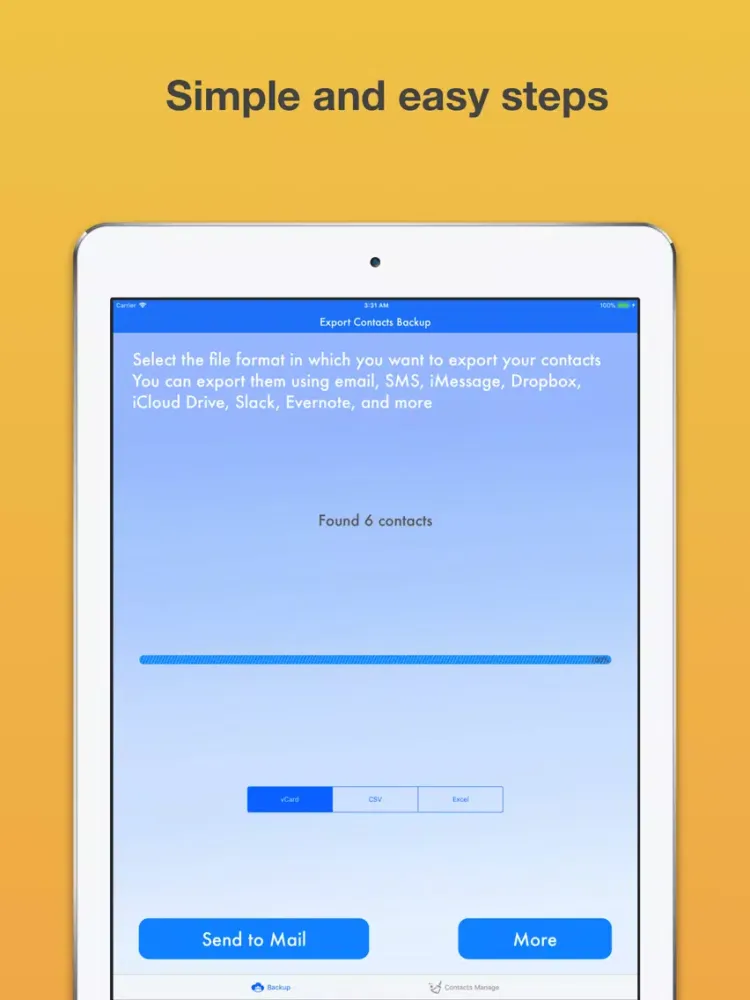 Export Excel Contact Cleaner iPad  Screenshots