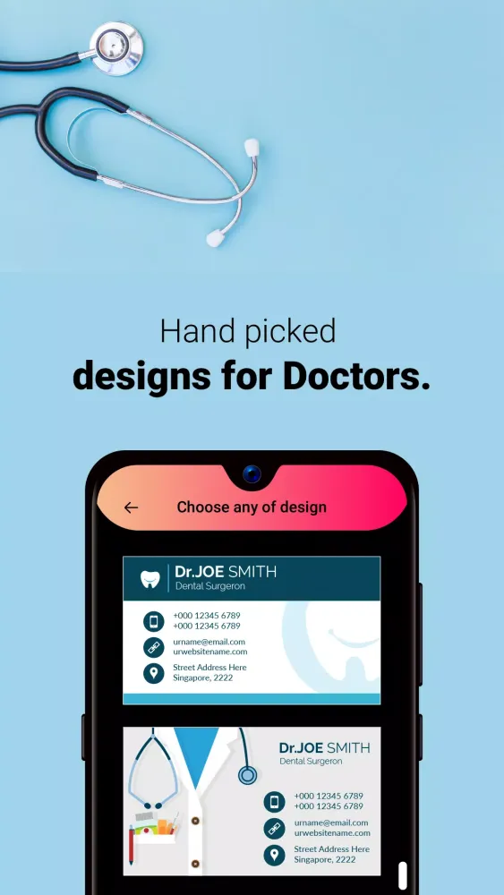 Digital Business Card-Design & Screenshots