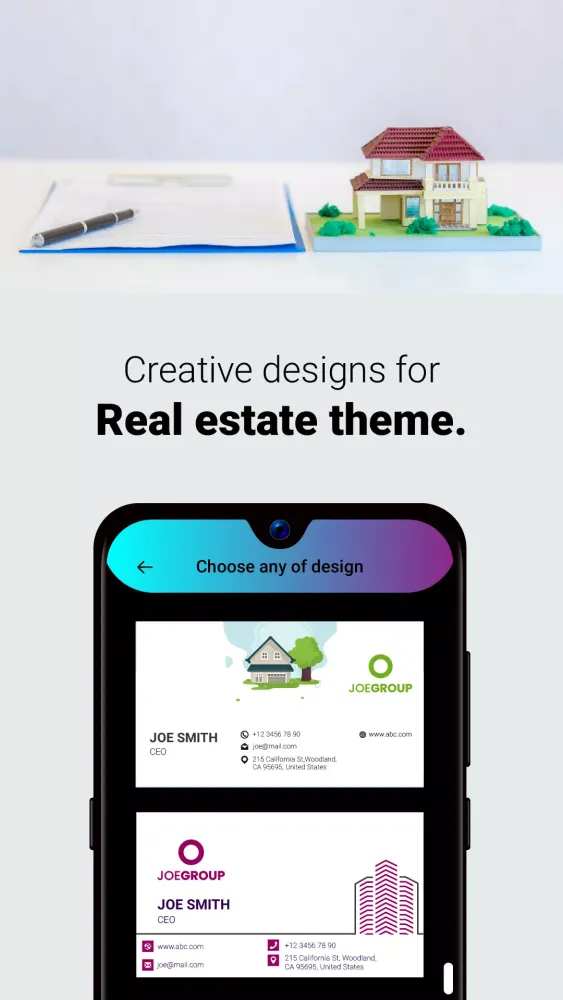 Digital Business Card-Design & Screenshots