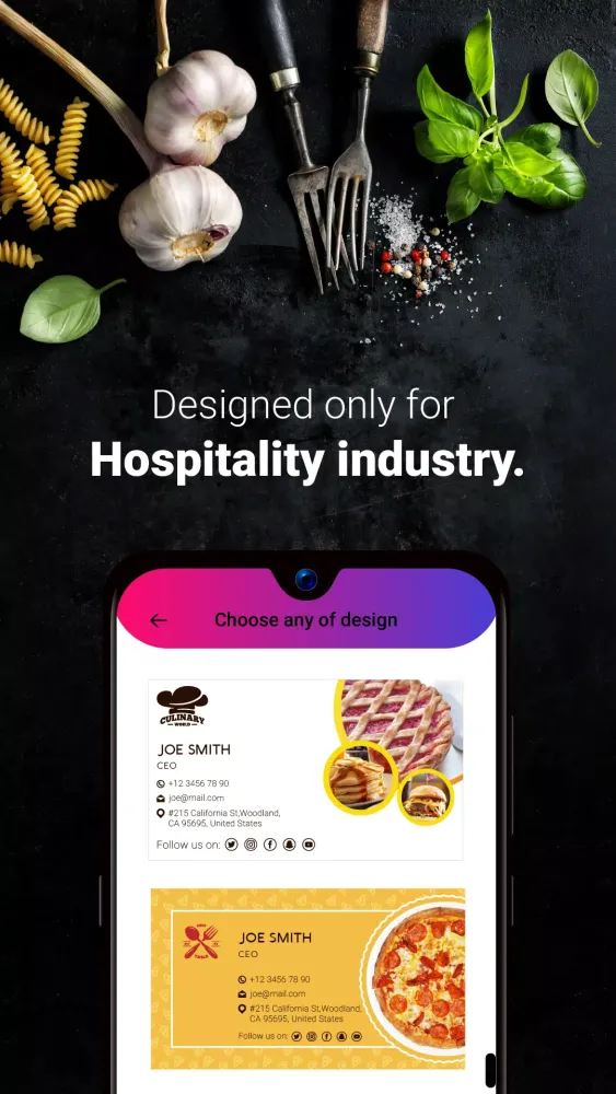 Digital Business Card-Design & Screenshots