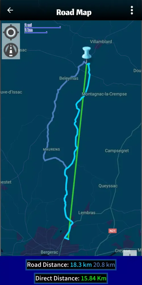 Road & Air Distance Calculator Screenshots